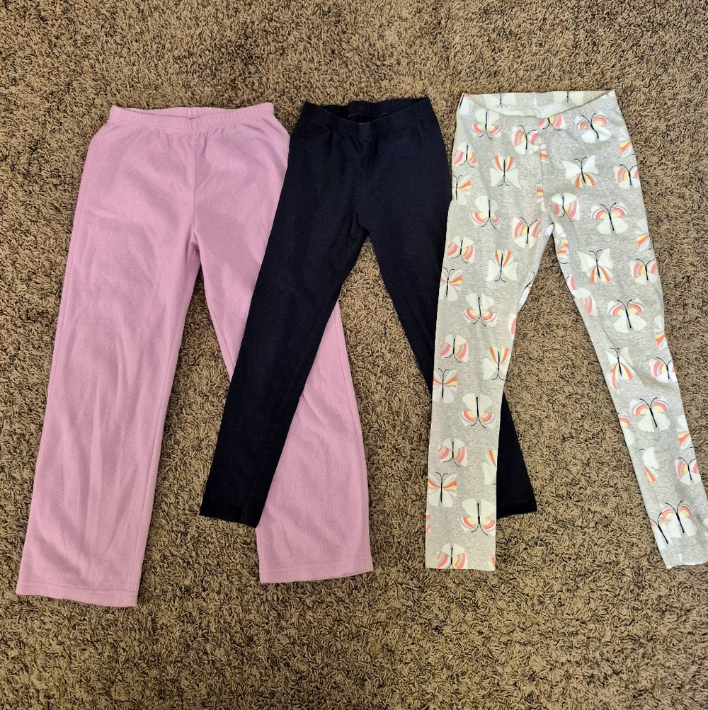 Lot of 3 Girl's Cat & Jack/ Thereabouts Pink, Black, Patterned Leggings Size 7/8